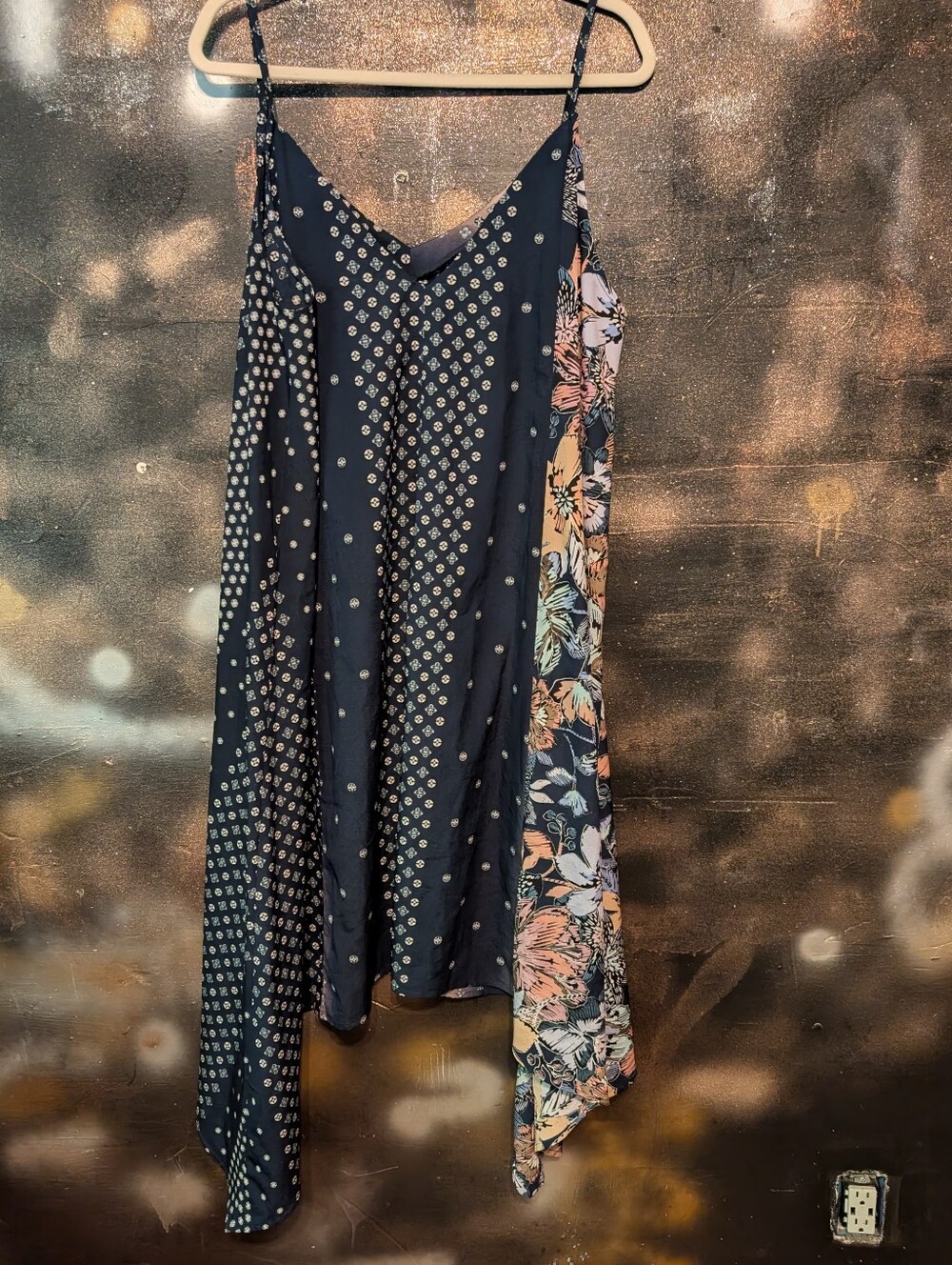mark. Navy Floral Print Slip Dress with Blush Accents - Picture 2 of 5